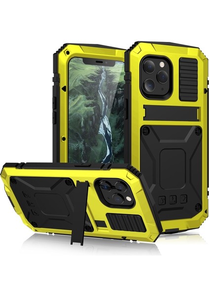 Apple iPhone 12 Pro Max Için Darbeye Dayanıklı Toz Su Geçirmez 360° Koruyucu Kılıf - Sarı (Yurt Dışından)