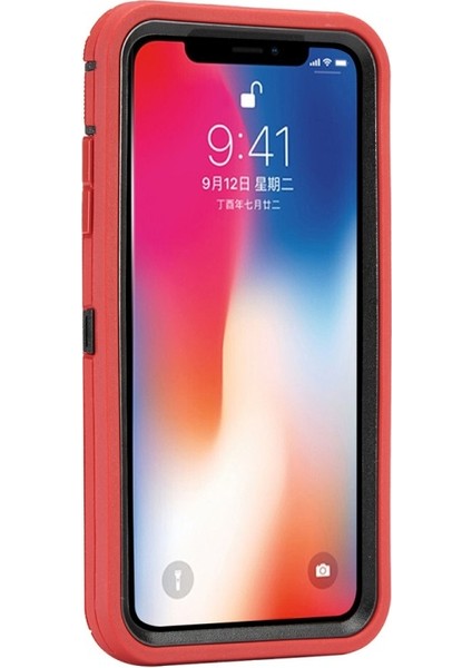 Apple iPhone Xs Max Uyumlu Silikon Çerçeveli Hibrit Telefon Kılıfı - Kırmızı / Siyah (Yurt Dışından) fiyatları