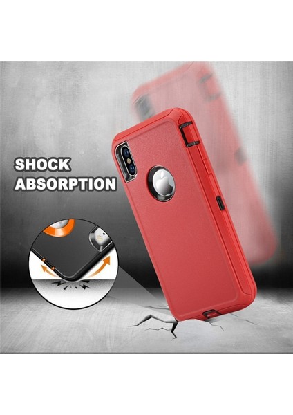 Apple iPhone Xs Max Uyumlu Silikon Çerçeveli Hibrit Telefon Kılıfı - Kırmızı / Siyah (Yurt Dışından) modelleri