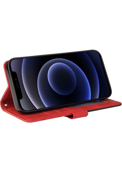 Hello- U Apple iPhone 12 Mini 5.4 Inç Uyumlu Deri Cüzdan Telefon Kılıfı - Kırmızı (Yurt Dışından)