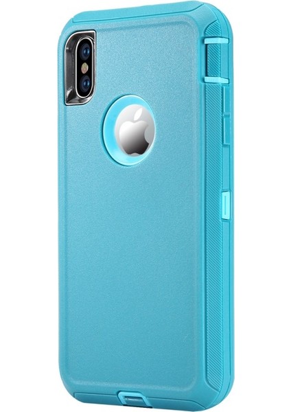 Apple iPhone Xs Max Uyumlu Silikon Çerçeveli Hibrit Telefon Kılıfı - Mavi (Yurt Dışından)