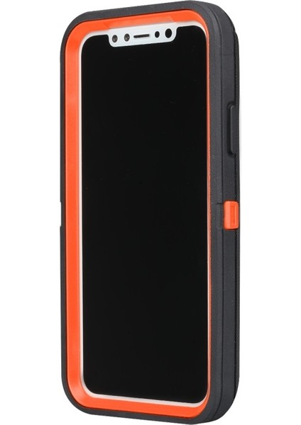 Apple iPhone Xs Max Uyumlu Silikon Çerçeveli Hibrit Telefon Kılıfı - Siyah / Turuncu (Yurt Dışından) fiyatları