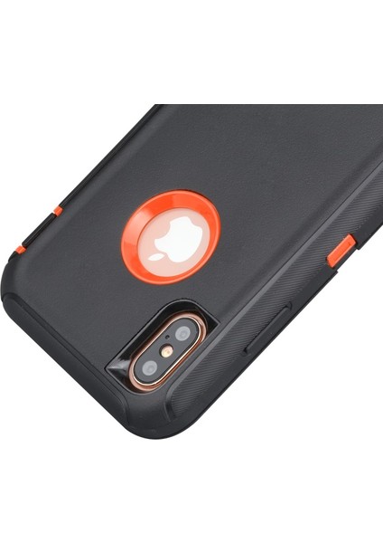 Apple iPhone Xs Max Uyumlu Silikon Çerçeveli Hibrit Telefon Kılıfı - Siyah / Turuncu (Yurt Dışından) fırsatları