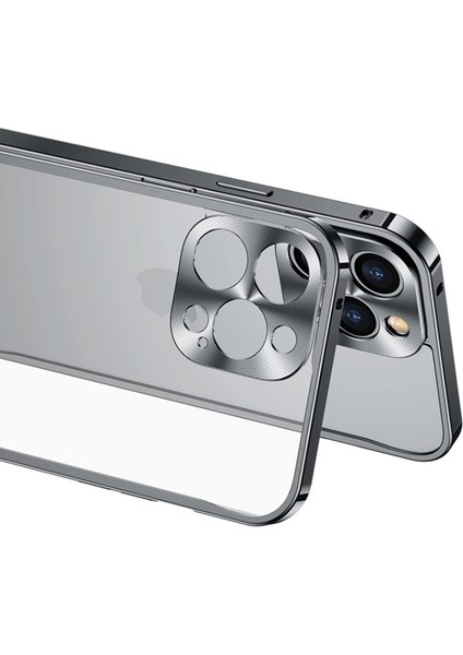 Apple iPhone 12 Için Düşmeye Dayanıklı Temperli Cam + Metal Mat Hibrit Telefon Kılıfı - Siyah (Yurt Dışından) indirimleri