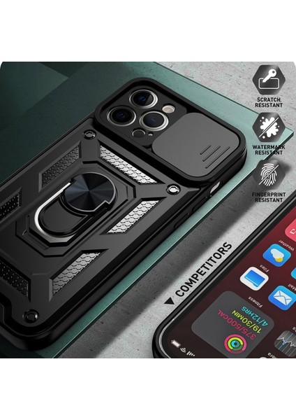 Apple iPhone 13 Pro Için Standlı Düşmeye Dayanıklı Kamera Korumalı Telefon Kılıfı - Kırmızı (Yurt Dışından) fırsatları