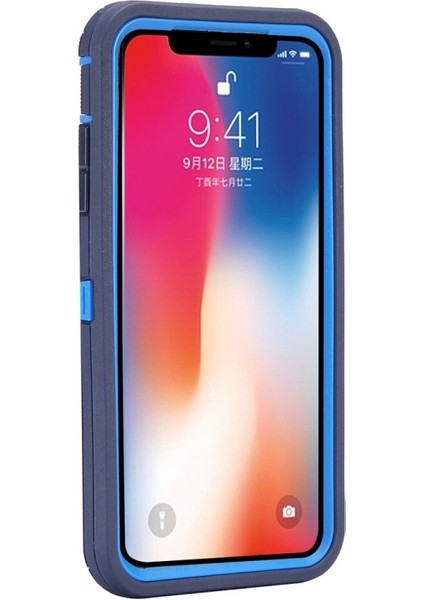 Apple iPhone Xs Max Uyumlu Silikon Çerçeveli Hibrit Telefon Kılıfı - Koyu Mavi (Yurt Dışından) fiyatları