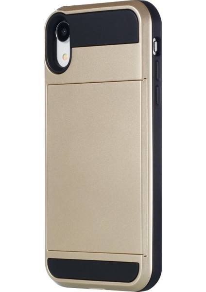 Apple iPhone Xr 6.1 Uyumlu Kart Yuvalı Pc + Tpu Telefon Kılıfı - Altın (Yurt Dışından)
