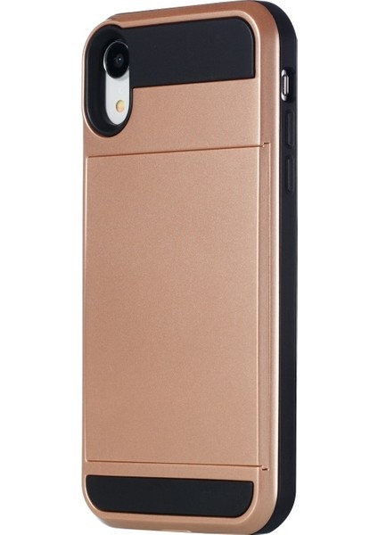 Apple iPhone Xr 6.1 Uyumlu Kart Yuvalı Pc + Tpu Telefon Kılıfı - Pembe Altın (Yurt Dışından)