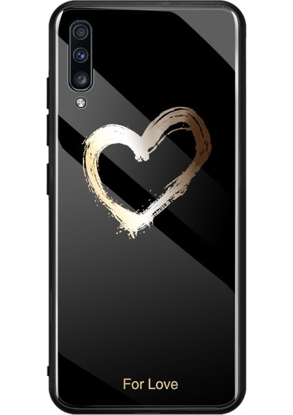 Galaxy A70 Için Desenli 9h Cam + Yumuşak Tpu Hibrit Telefon Kılıfı (Yurt Dışından)