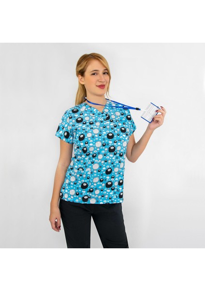 Mavi Koyunlar Desenli Likralı Üst Forma fiyatları