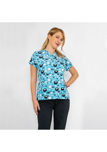 Mavi Koyunlar Desenli Likralı Üst Forma fırsatları
