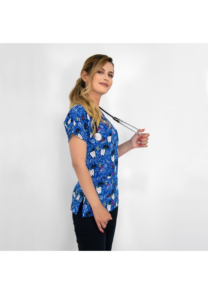 Lacivert Diş Desenli Likralı Üst Forma fiyatları