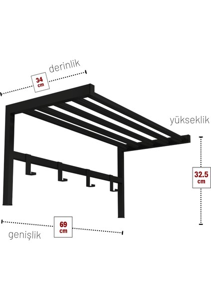 Metal Duvar Askısı Metal Askılık Elbise Askılığı Siyah