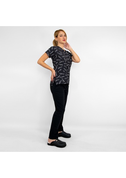 Siyah Atatürk Imza Desenli Terikoton Alt Üst Takım