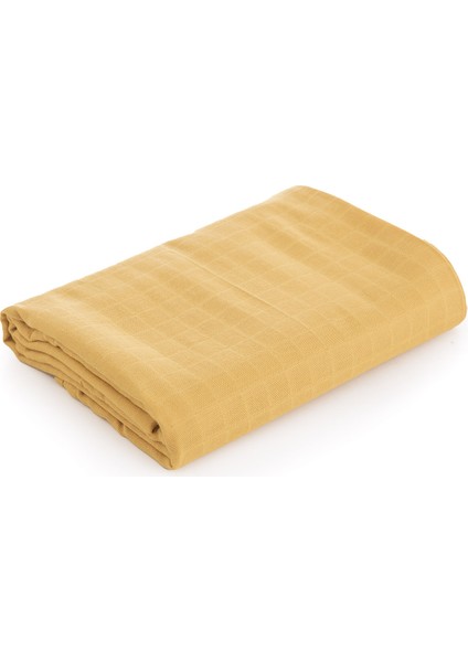 %100 Pamuk Premium & Hafif Müslin Bezi Örtüsü I 120x120 cm I Hardal & 4 Adet Ağız Mendili 27x27cm