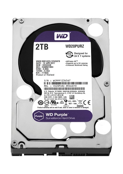 2tb Wd Purple Sata 6gb/s 64MB Dv 7X24 WD20PURZ