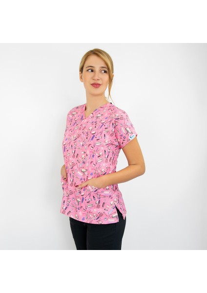 Pembe Güzellik Desenli Likralı Alt Üst Takım modelleri