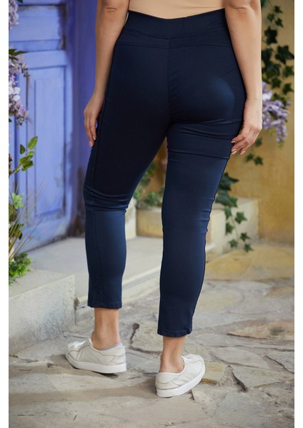Beli Lastikli Büyük Beden Lacivert Pamuk Pantolon fırsatları