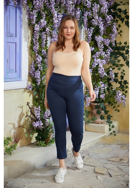 Beli Lastikli Büyük Beden Lacivert Pamuk Pantolon indirimleri