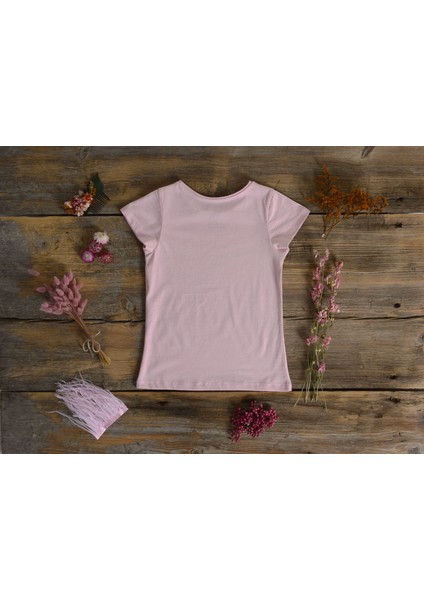 Organik Kız Çocuk Geometri Baskılı Tasarım T-Shirt - Pembe fiyatları