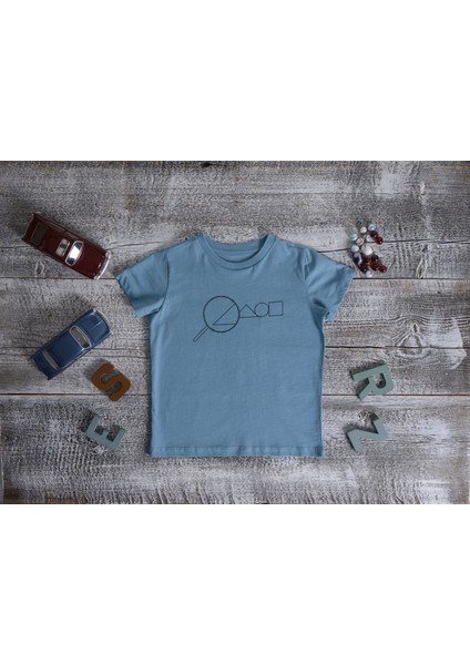 Organik Erkek Çocuk Büyüteç Baskılı Tasarım T-Shirt - Petrol Mavi fiyatları