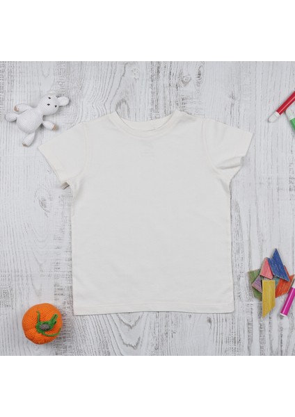 Organik Erkek Çocuk Kısa Kollu T-Shirt - Ekru