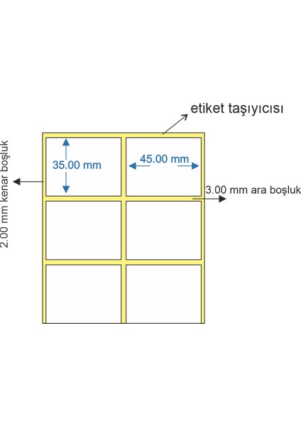 35 x 45 Termal Ikili Ayrık Etiket
