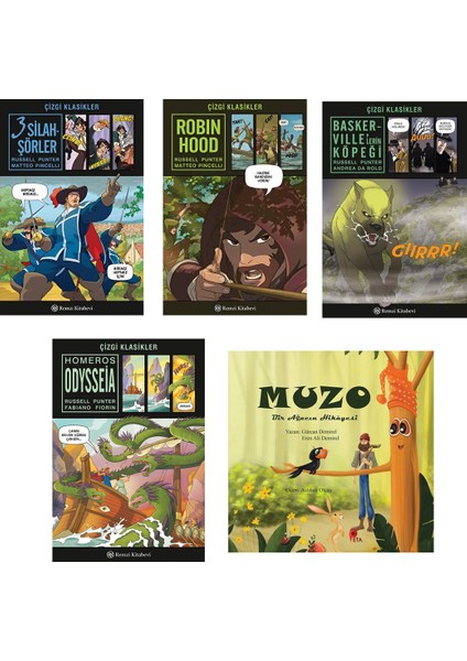 Çizgi Klasikler Seti - Muzo Kitabı Hediye - 3 Silahşörler- Robin Hood - Baskervillerlerin Köpeği