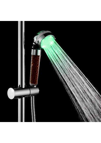 LED Negatif Iyon Duş Spa Duş Başlığı Basınçlı Su Tasarrufu Sıcaklık Kontrolü Üç Renkli Renk Değişimi El Yağmur Duşu