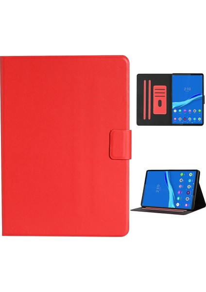 Lenovo Tab M10 Plus Için Kart Yuvası Standlı Düz ​​renkli Deri Kılıf (Yurt Dışından)