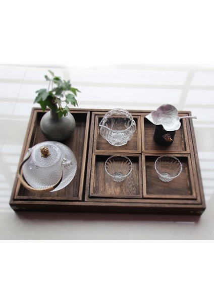 yanmış Renk Vintage Ahşap Çay Tepsisi Retro Paulownia Çay Seti Malzemeleri Otel Meyve Tatlı Servis Tepsi Çay Plaka Seti | Çay Tepsileri (Yurt Dışından)