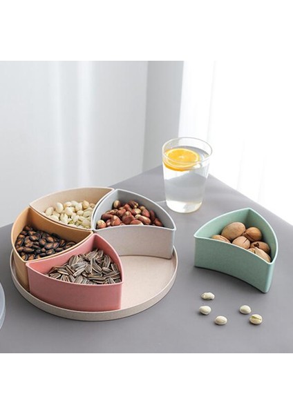 Yuvarlak Bölünmüş 5 Bölmeli Şeker Snack Organizatör Depolama Kapaklı Konteyner Çanak Tabağı Servis Small | Yemekler Ve;Tabaklar (Yurt Dışından) modelleri