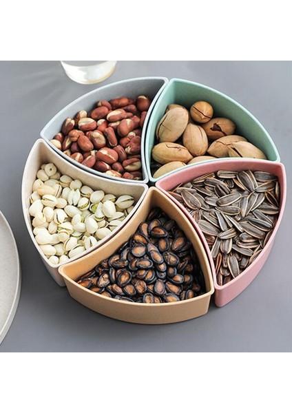 Yuvarlak Bölünmüş 5 Bölmeli Şeker Snack Organizatör Depolama Kapaklı Konteyner Çanak Tabağı Servis Small | Yemekler Ve;Tabaklar (Yurt Dışından) fırsatları