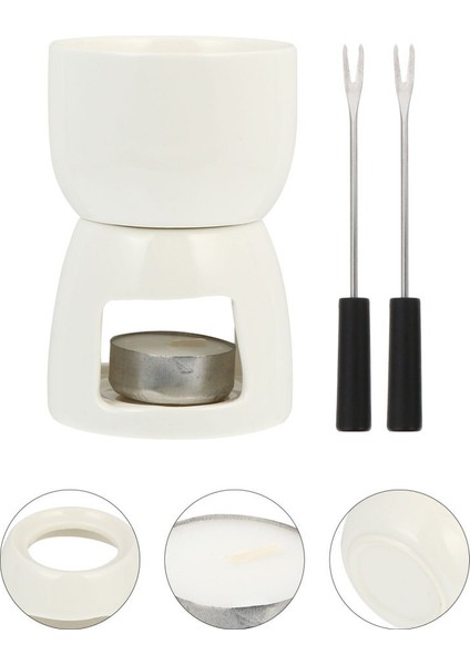 1 Takım Seramik Fondü Peyniri Eritme Pot Çikolata Eritme Soba Mutfak Gadget | Çatal (Yurt Dışından)