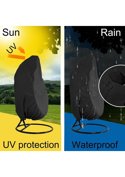 190 * 115 Cm Açık Salıncak Yumurta Kabuğu Sandalye Toz Kapağı Bahçe Örgü Asılı Yumurta Sandalye Koltuk Örtüsü Anti Uv Su Geçirmez Ev Asılı Organizatör | Gölge Yelkenleri Ve Ağlar (Siyah)