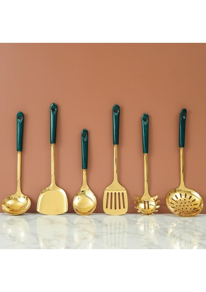 1 Takım Paslanmaz Çelik Tencere Mutfak Takımları Mutfak Aletleri Seramik Kolu Çorba Kaşık Kepçe Spatula Mutfak Aksesuarları Yemek (Yurt Dışından)