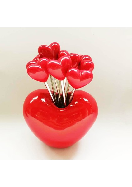 aperatifler Için Meyve Çatalları Kürdan Tutucu Mini Kalp Kek Tatlı Yiyecek Pick Dekor | Çatallar (C-Heart-10Pcs) (Yurt Dışından)