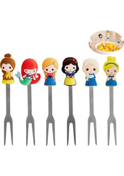 6 Adet Kullanımlık Tatlı Meyve Çatal Sevimli Prenses Paslanmaz Çelik Gıda Tutucu İle Pick Mini Salata Meyve Çatal Çocuklar Için | Çatallar (Yurt Dışından)