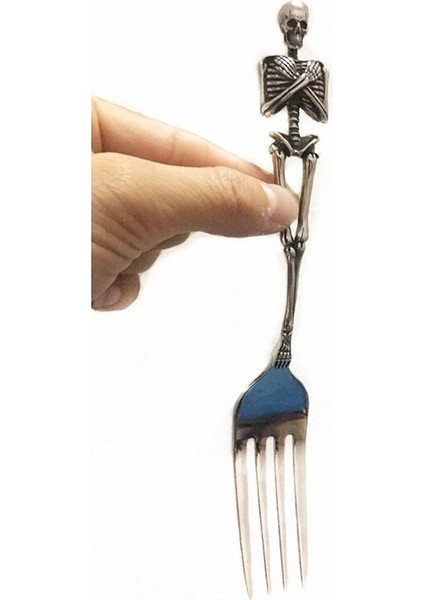 yaratıcı Titanyum Çelik Kafatası Çatal Skeleton Retro Yemek Masası Sofra Cadılar Bayramı Partisi Sofra Seti Craft 1 Adet | Çatallar (Yurt Dışından)