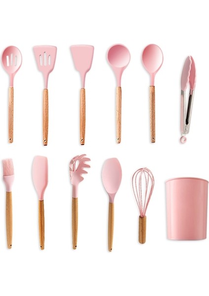 Silikon Pişirme Araçları Gereçler Set Yapışmaz Spatula Kürek Ahşap Kolu Pişirme Araçları Saklama Kutusu İle Set Mutfak Aksesuarları | Pişirme Aracı Setleri (Yurt Dışından)