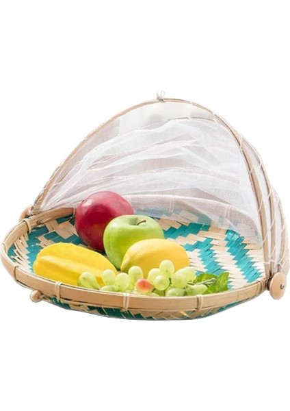Bambu Dokuma Sepet Tepsi Meyve Sebze Ekmek Depolama Sepeti El Dokuma Gıda Servis Çadır Sepeti Açık Piknik Mesh Net Kapak | Depolama Sepetleri (Yurt Dışından)