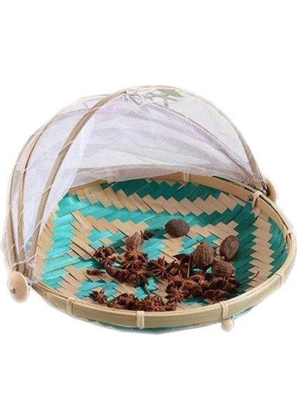 Bambu Dokuma Sepet Tepsi Meyve Sebze Ekmek Depolama Sepeti El Dokuma Gıda Servis Çadır Sepeti Açık Piknik Mesh Net Kapak | Depolama Sepetleri (Yurt Dışından)