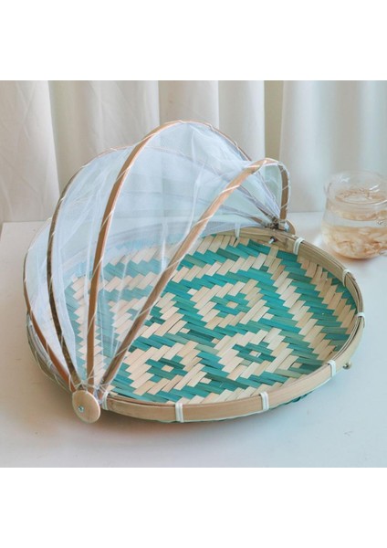 Bambu Dokuma Sepet Tepsi Meyve Sebze Ekmek Depolama Sepeti El Dokuma Gıda Servis Çadır Sepeti Açık Piknik Mesh Net Kapak | Depolama Sepetleri (Yurt Dışından)