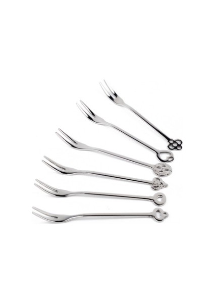 6 Parça Tatlı Yemek Bar Çatalları Set 2 Tines Meyve Salatası Çatal Çatal Sofra Takımı Yüksek Kalite Paslanmaz Çelik Ayna Parlatma | Salata Çatal | Fork Çatal Çatal Çatal (Yurt Dışından)