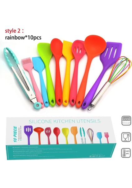 Silikon Pişirme Eşyaları Set Mutfak Fırça Klip Kaşık Spatula Kepçe Yumurta Çırpıcı Mutfak Eşyaları Set 10/11 Adet Pişirme Araçları | Pişirme Aracı Setleri (Yurt Dışından)