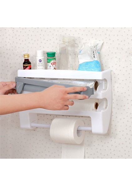 çok Fonksiyonlu Mutfak Depolama Organizatör Asmak Cling Film Kesici Teneke Folyolar Rulo Dağıtıcı Kağıt Havlu Tutucu Şişe Raf Raf | Plastik Wrap Dispenserler (Yurt Dışından) fiyatları