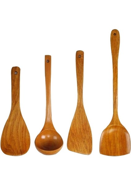 4 Adet / Takım Sağlık Bambu Ahşap Wok Kürekler Oluklu Spatula Kaşık Karıştırma Tutucu Pişirme Eşyaları Yemeği Mutfak Kürek Malzemeleri | Pişirme Aracı Setleri (Yurt Dışından)