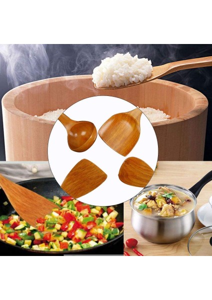 4 Adet / Takım Sağlık Bambu Ahşap Wok Kürekler Oluklu Spatula Kaşık Karıştırma Tutucu Pişirme Eşyaları Yemeği Mutfak Kürek Malzemeleri | Pişirme Aracı Setleri (Yurt Dışından)