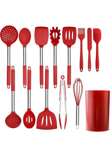 Sanlindou14 Adet Paslanmaz Çelik + Silikon Turner Çorba Kaşık Süzgeç Makarna Sunucu Kazıyıcı Yumurta Çırpıcı Pişirme Eşyaları Set Mutfak Gadget'Ları | Pişirme Aracı Setleri (Yurt Dışından)