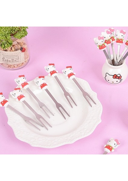 6 Adet Karikatür Hello Mini Kedi Meyve Çatal Çatal Kek Tatlı Çocuk Çatal Gıda Çocuk Pick Sofra Parti Dekorasyon Için Pick | Forks (Kırmızı) (Yurt Dışından) modelleri